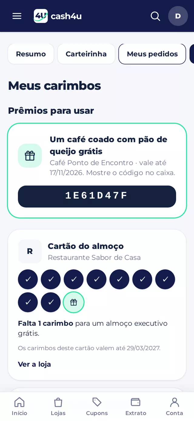 Meus carimbos no celular