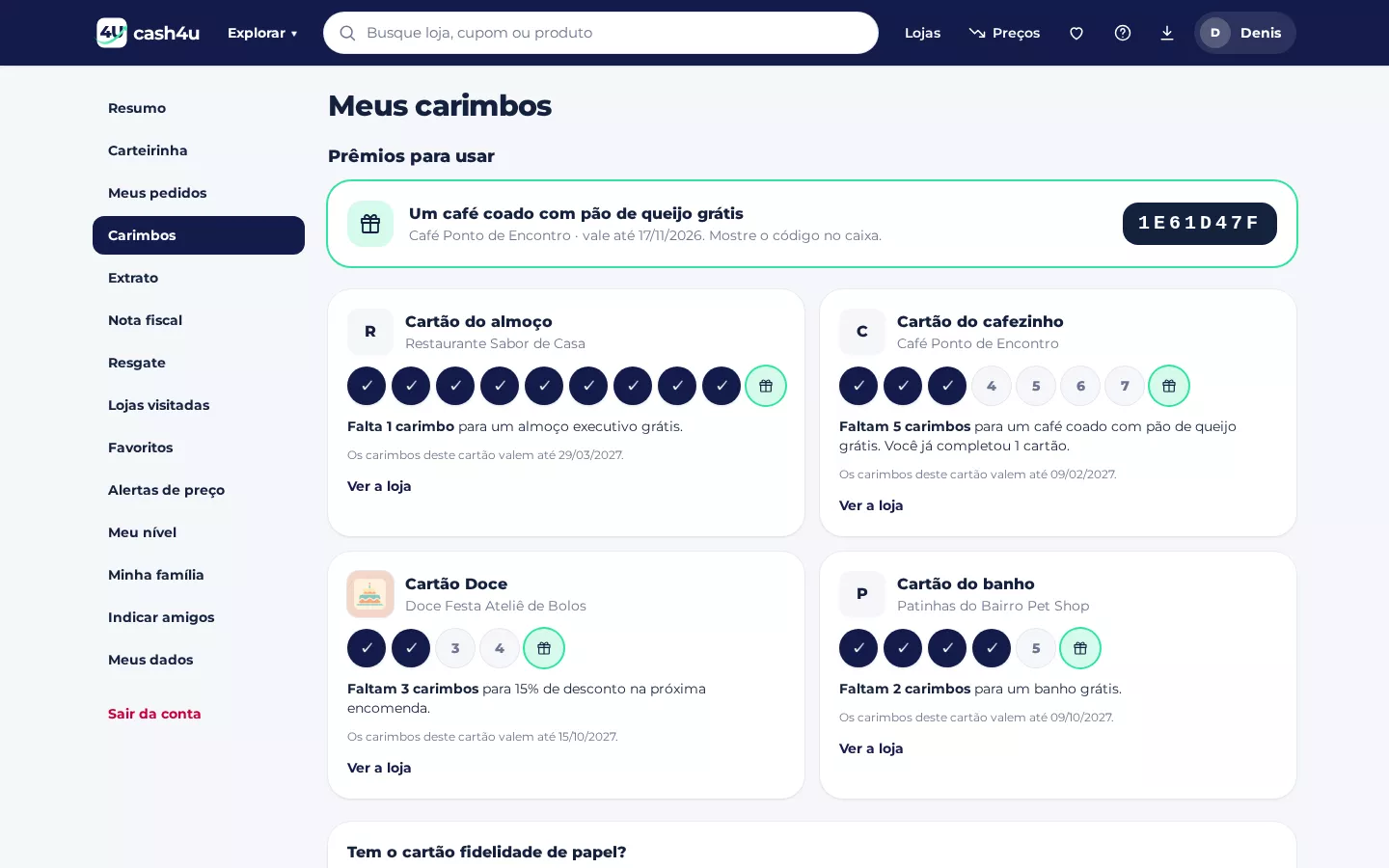 Meus carimbos no computador