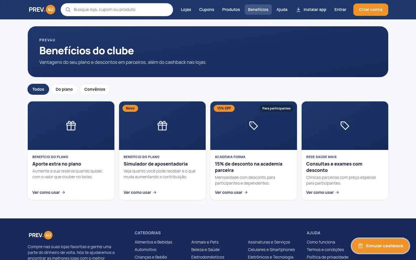 Benefícios do clube